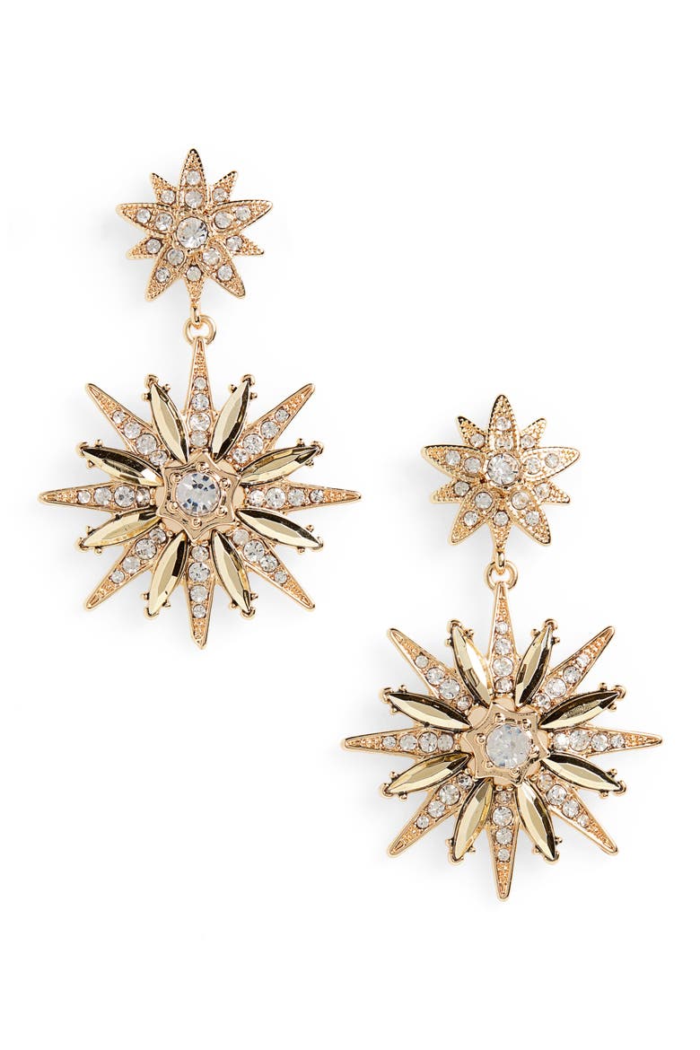 Crystal Star Drop Earrings, Main, color, GOLD/ GOLD