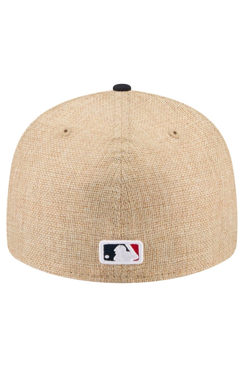 Men's New Era  Natural/Navy Boston Red Sox Twine 59FIFTY Fitted Hat, Alternate, color, Natural