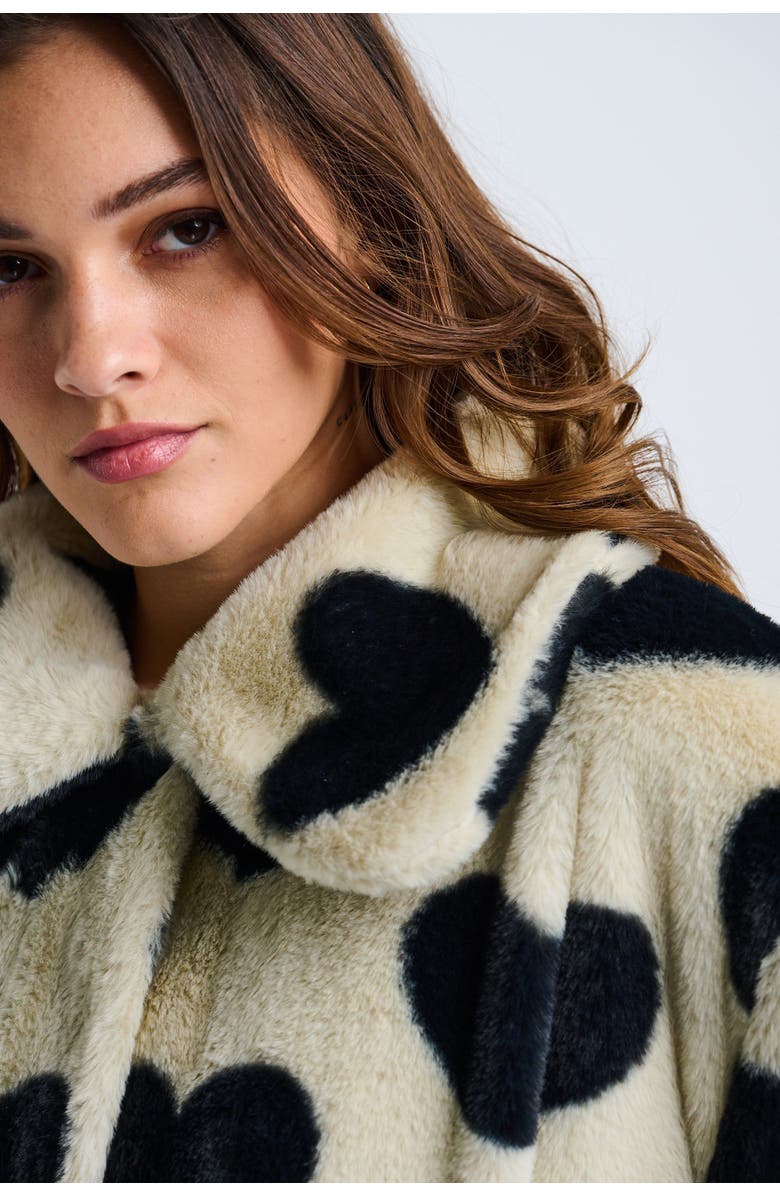Lisa Todd Love Shag Faux Fur Heart Jacket, Alternate, color, Cream Black