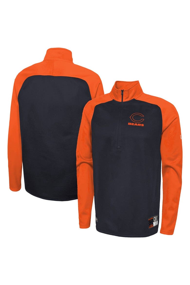 Men's New Era Navy Chicago Bears Combine Authentic O-Line Raglan Half-Zip Jacket, Main, color, Navy