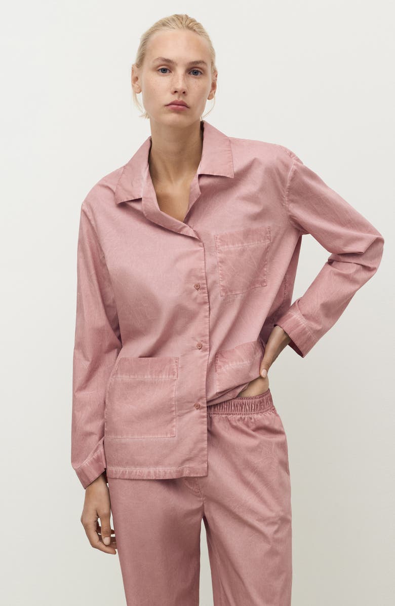 MANGO Garment-Dyed Cotton Pajama Pants, Alternate, color, Medium Pink