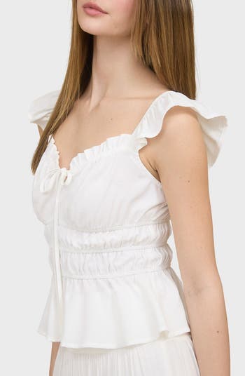 Ruffle Shirred Peplum Tank