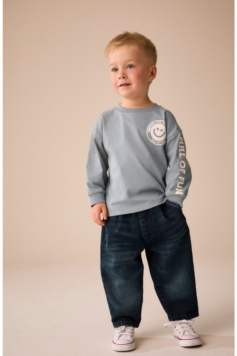 Kids' Pleat Front Barrel Leg Jeans, Alternate, color, BLUE