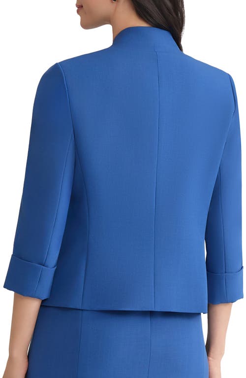 Kasper Plus Size Cuffed Kiss-front Blazer In Blue