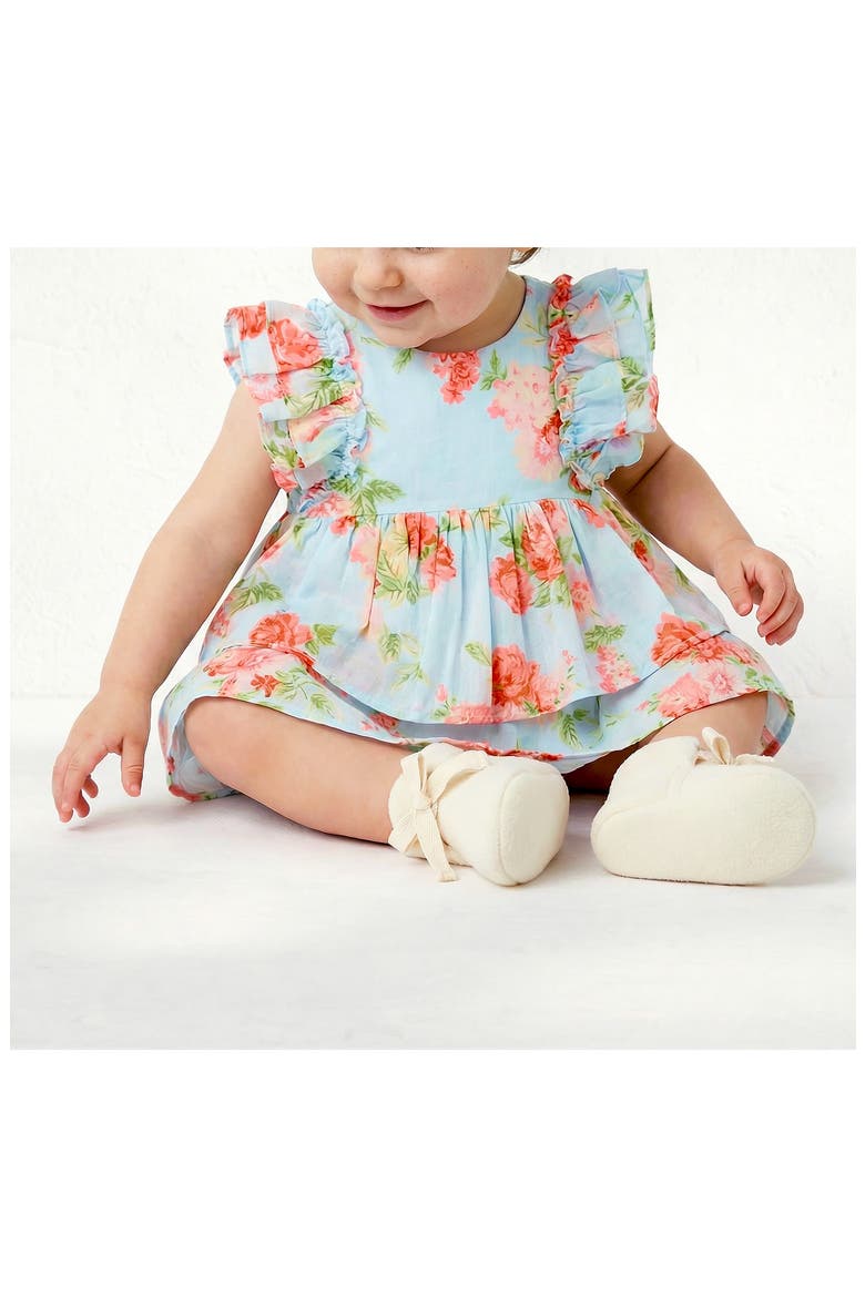 Rose Print Dress & Bloomers Set, Alternate, color, LIGHT BLUE