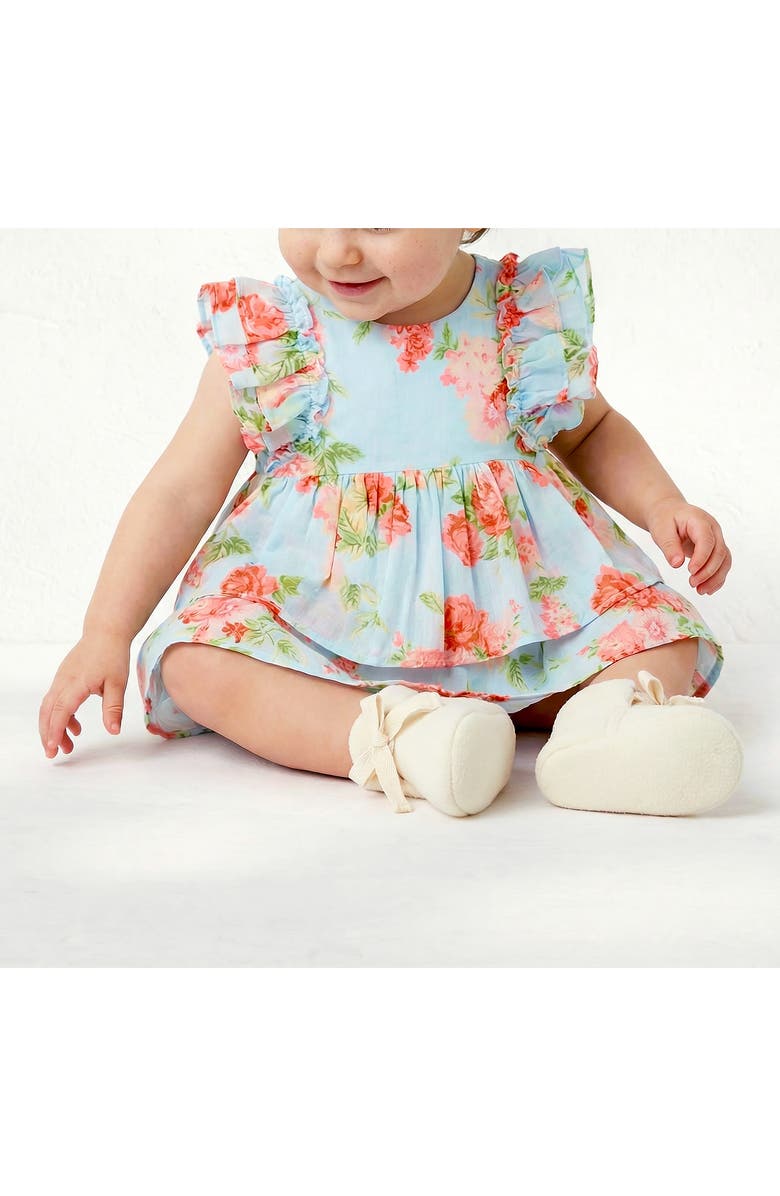 Pippa & Julie Rose Print Dress & Bloomers Set, Alternate, color, Light Blue