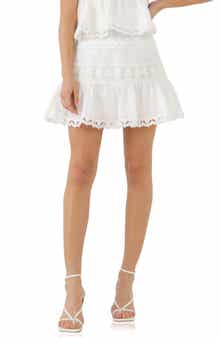 Endless Rose Lace Trim Cotton & Linen Miniskirt