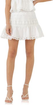 Endless Rose Lace Trim Cotton & Linen Miniskirt