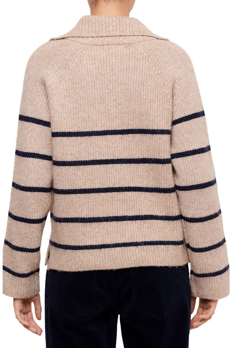 Stripe Half Zip Ribbed Sweater, Alternate, color, OATMEAL/ NAVY