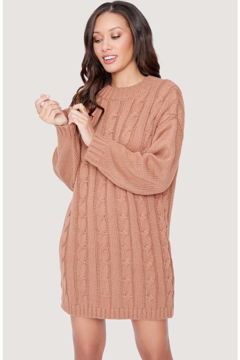 Staycation Sweater Minidress, Alternate, color, TAN