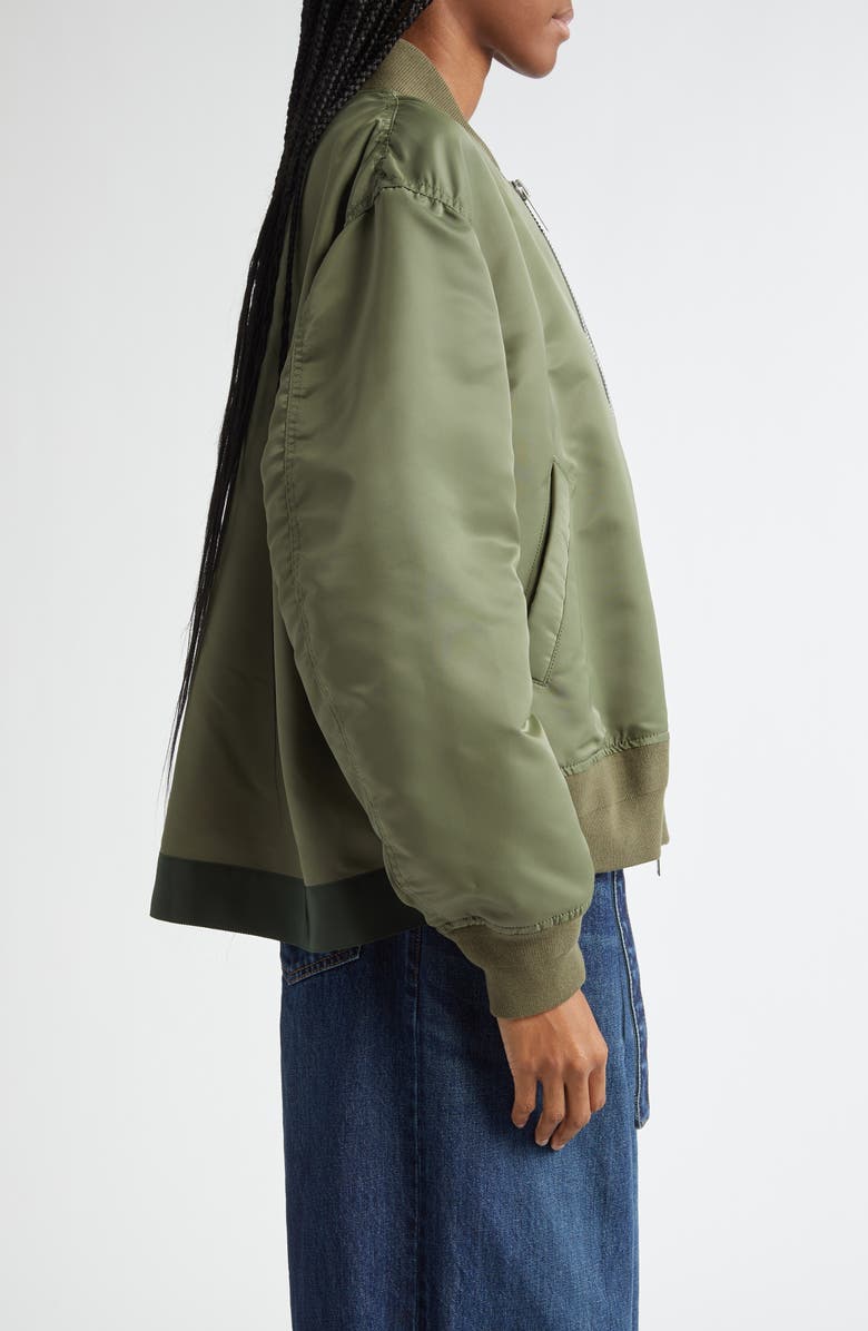 Sacai Nylon Twill Bomber Jacket, Alternate, color, Khaki