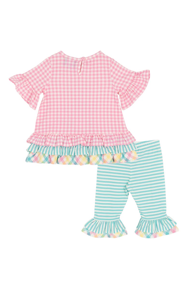 Rare Editions Bunny Appliqué Ruffle Top & Leggings Set, Alternate, color, Pink