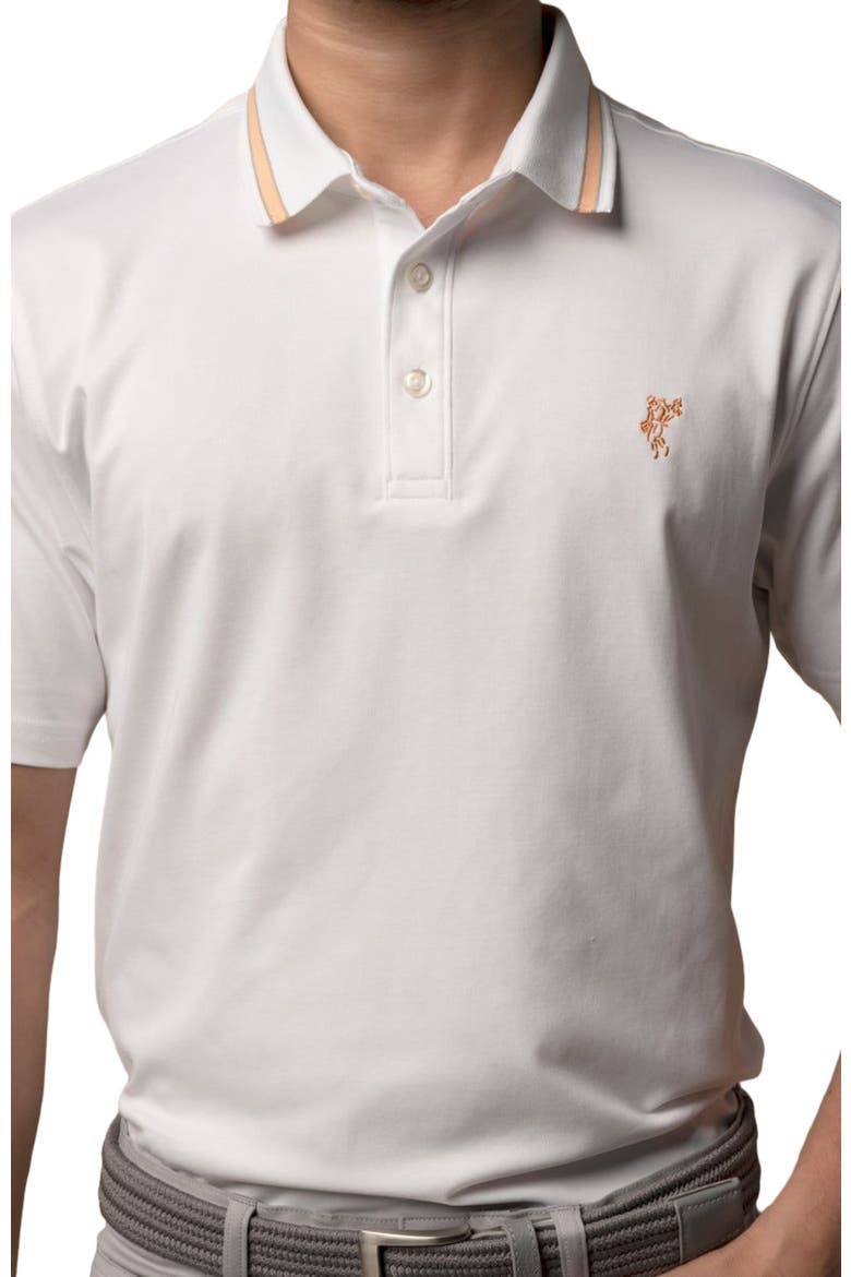 The Golfman Polo, Alternate, color, White/Sunrise/Taupe