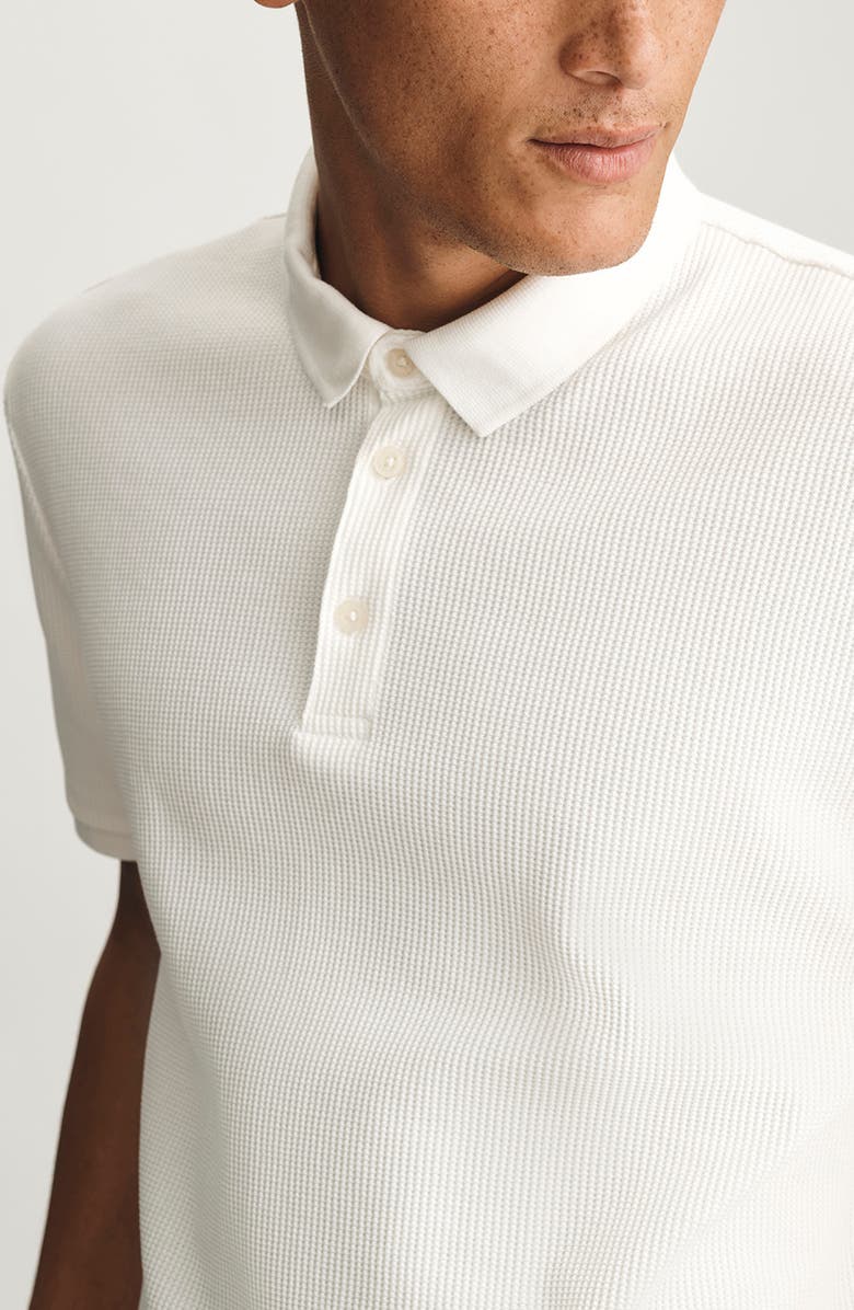 Mavi Jeans Waffle Knit Cotton Polo, Alternate, color, Antique White