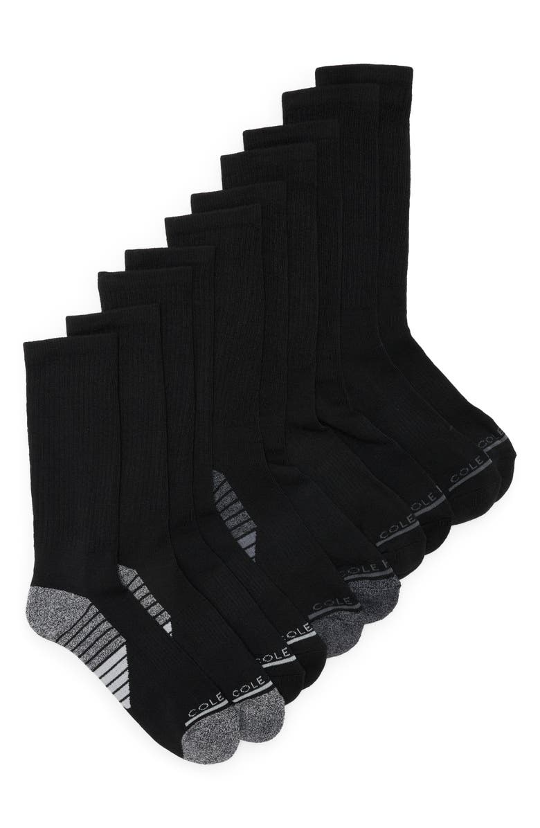 Cole Haan Assorted 5-Pack Terry Athletic Crew Socks, Main, color, Black