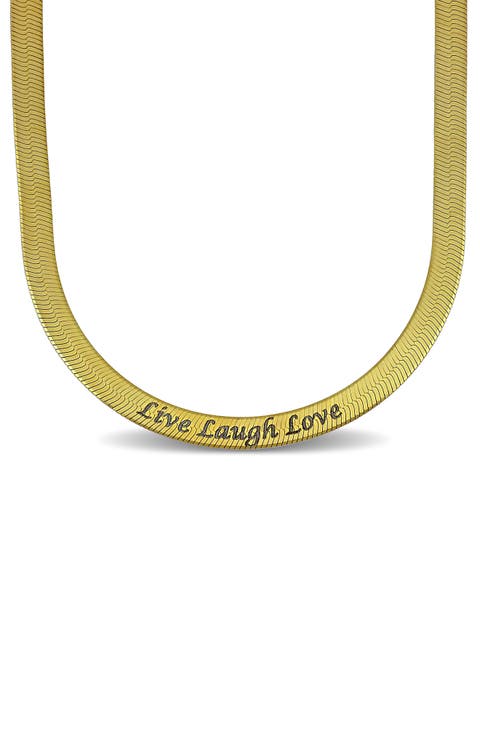 Engraved Herringbone Chain Necklace
