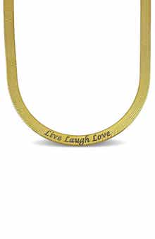 Engraved Herringbone Chain Necklace