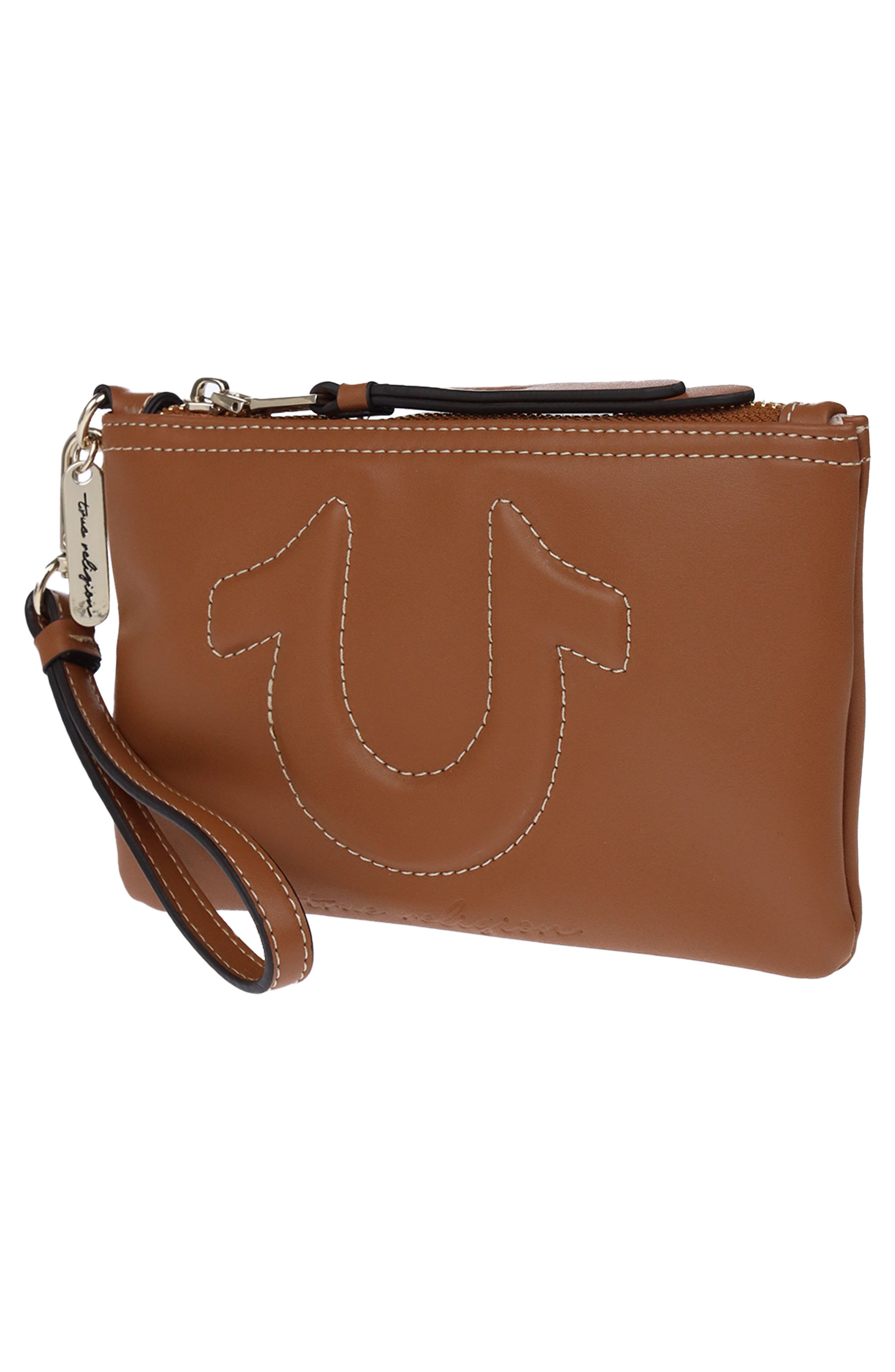 Bombe Horseshoe Wristlet Pouch, Alternate, color, COGNAC