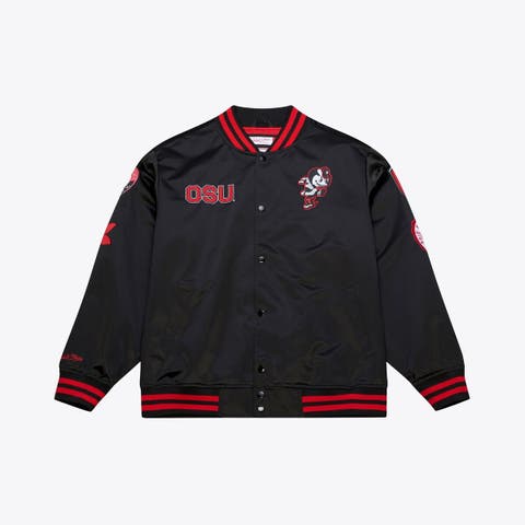 Men's Mitchell & Ness Black Ohio State Buckeyes Double Clutch Lightweight Satin Full-Snap Jacket