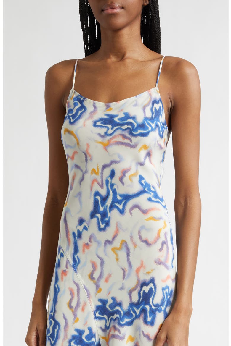 Thais Ikat Wave Print Silk Crêpe de Chine Slipdress, Alternate, color, PRISM