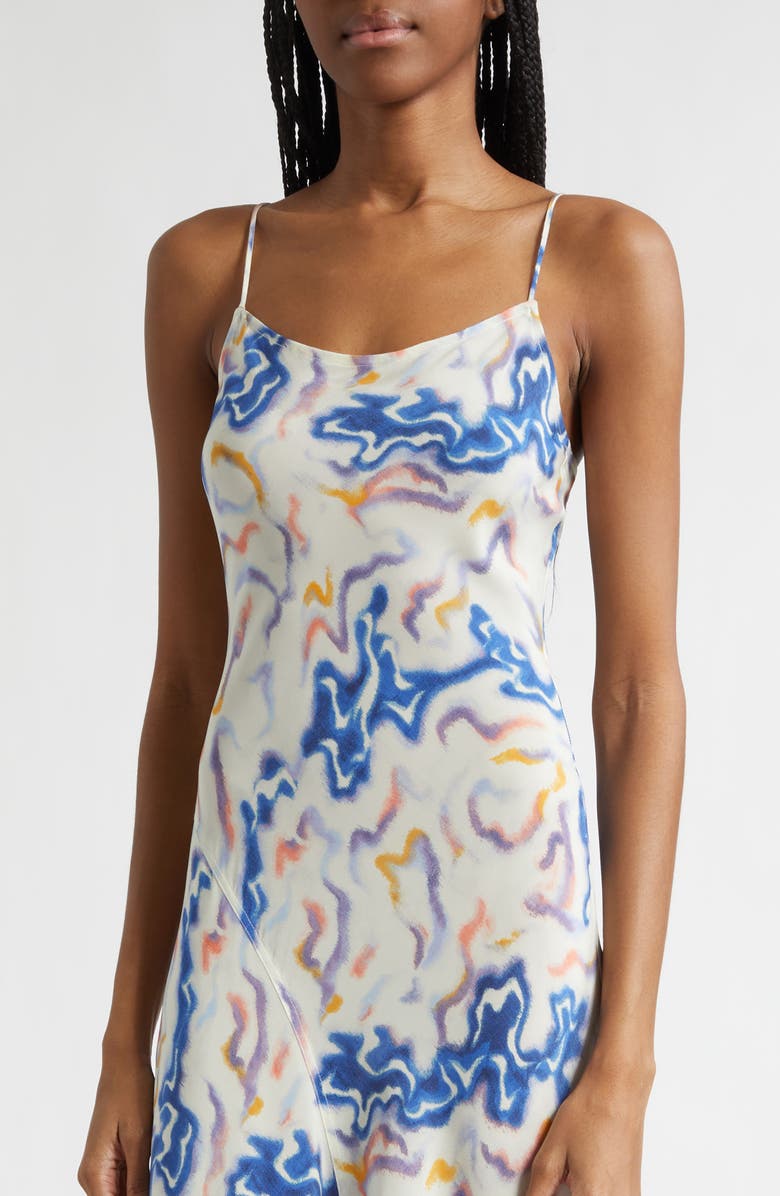 Ulla Johnson Thais Ikat Wave Print Silk Crêpe de Chine Slipdress, Alternate, color, Prism