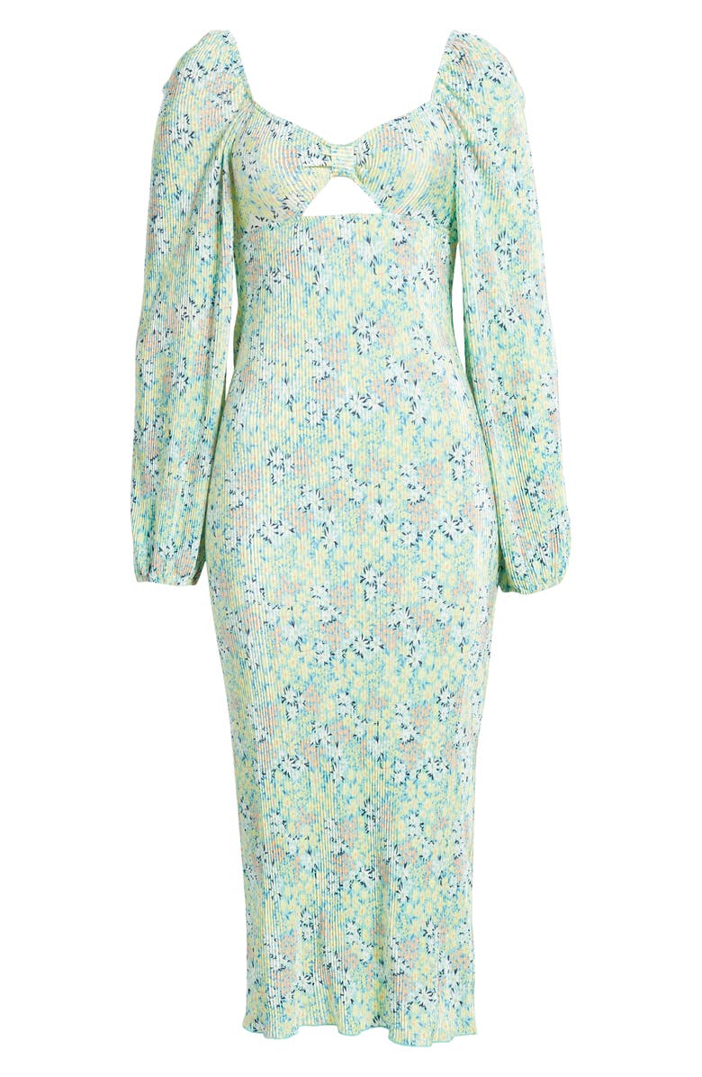 ASOS DESIGN Floral Cutout Long Sleeve Midi Dress, Alternate, color, 