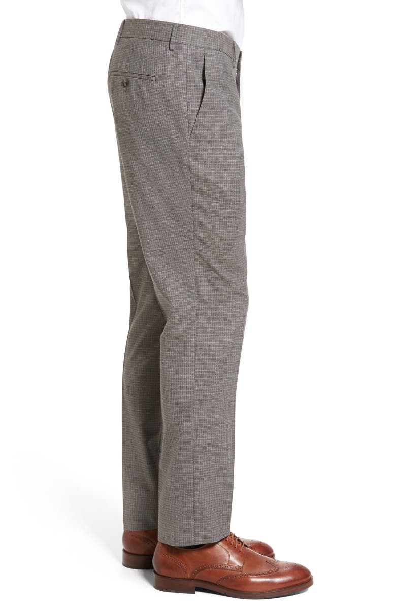 BOSS Genesis Flat Front Check Wool Trousers, Alternate, color, 