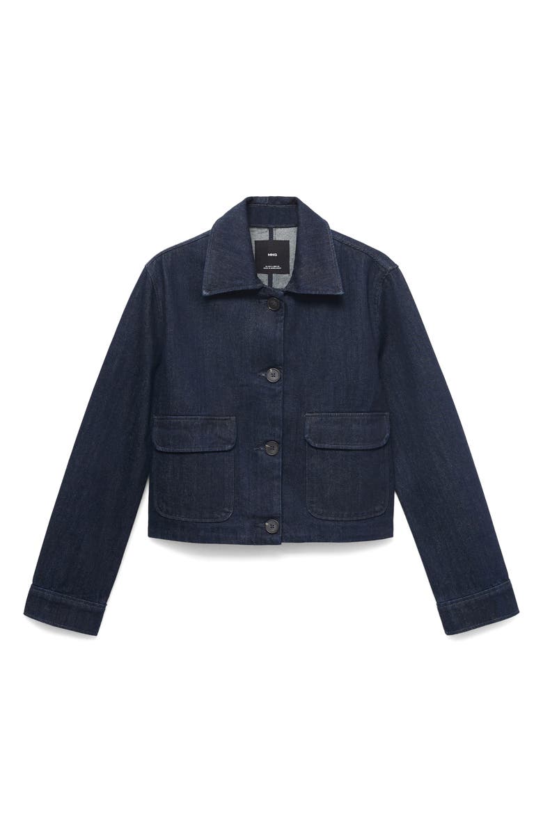 MANGO Crop Denim Jacket, Alternate, color, Open Blue