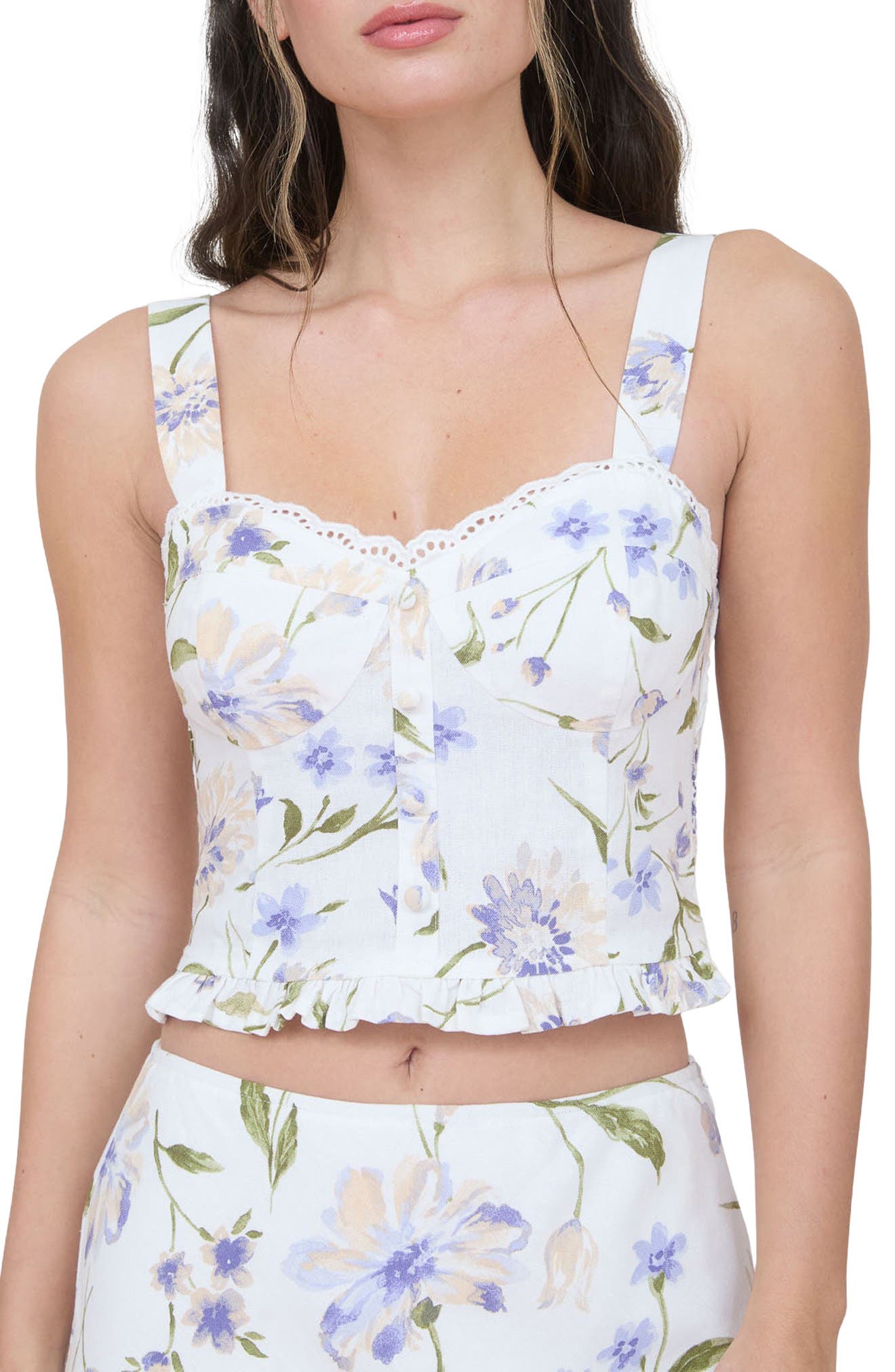 Floral Ruffle Hem Woven Top