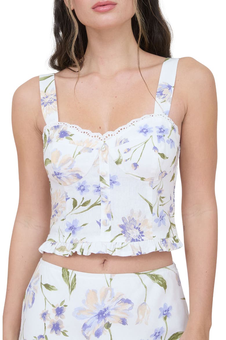 Floral Ruffle Hem Woven Top, Main, color, IVORY MULTI