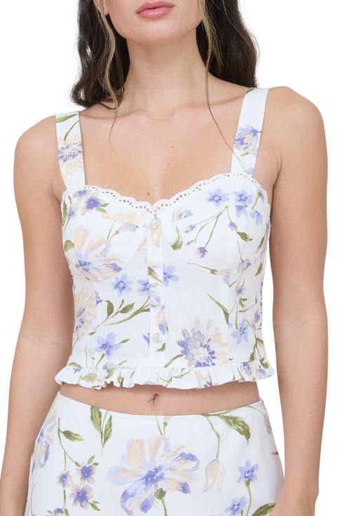 Floral Ruffle Hem Woven Top