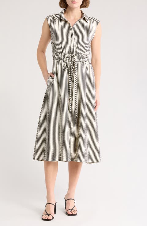Cape Cod Stripe Sleeveless Midi Shirtdress