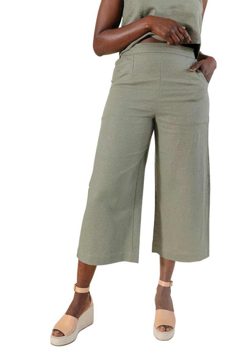 Nin Linen Pant, Main, color, Olive