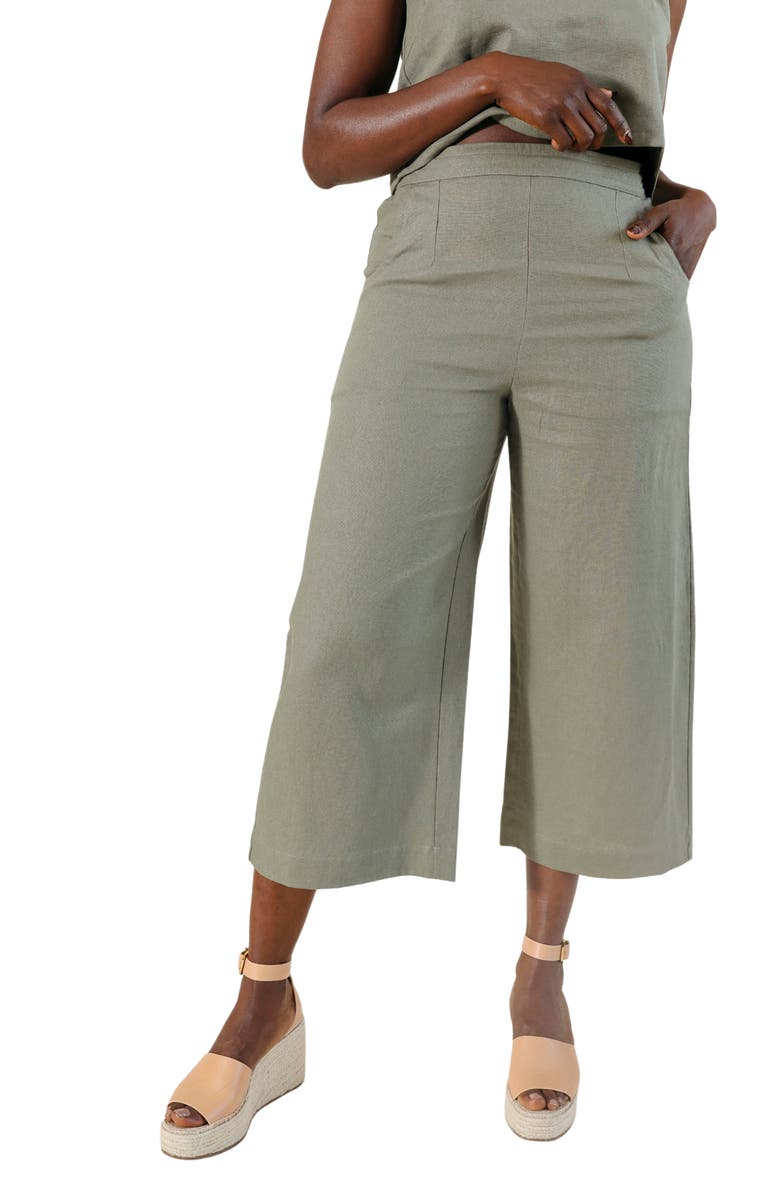 POPLINEN Plus Nin Linen Pant, Main, color, Olive