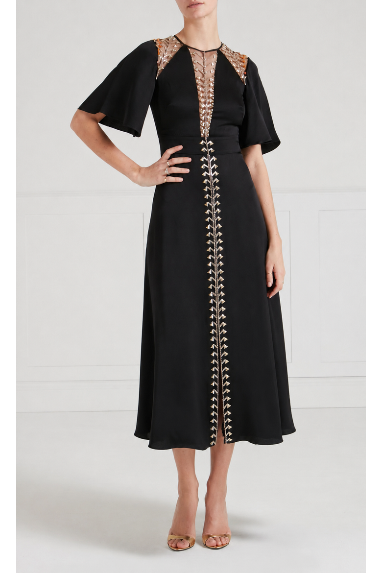 Wildlife Cocktail Dress, Main, color, Black
