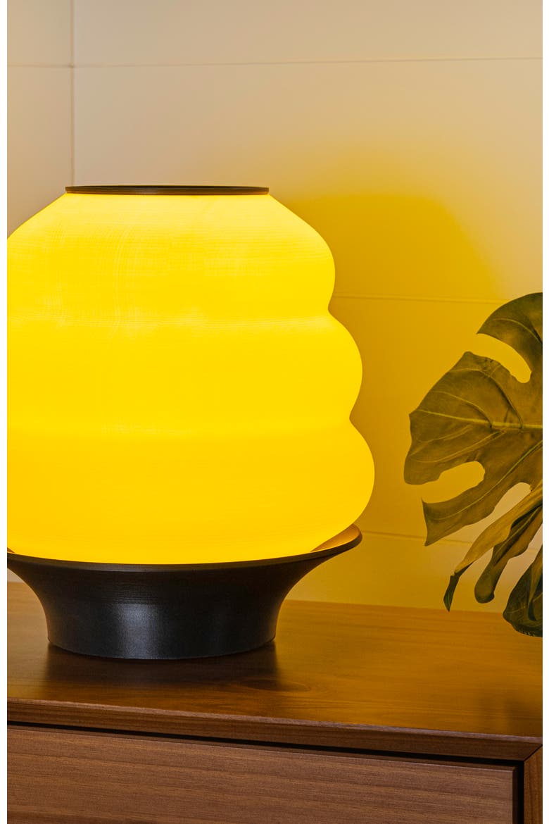 Honey Pot 12" Minimalist Classic Plant-Based PLA 3D Printed Dimmable LED Table Lamp, Alternate, color, Yellow/Black
