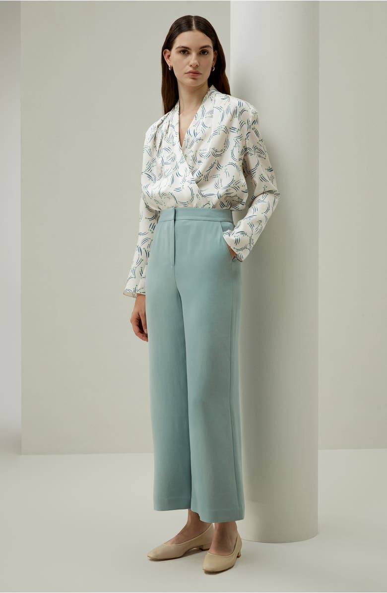 Lilysilk Silk Wide Leg Tailored Pant with Mid Rise, Alternate, color, Sea Mist