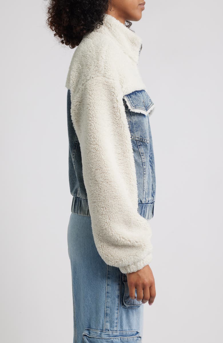 Thread & Supply Denim & Faux Shearling Trucker Jacket, Alternate, color,