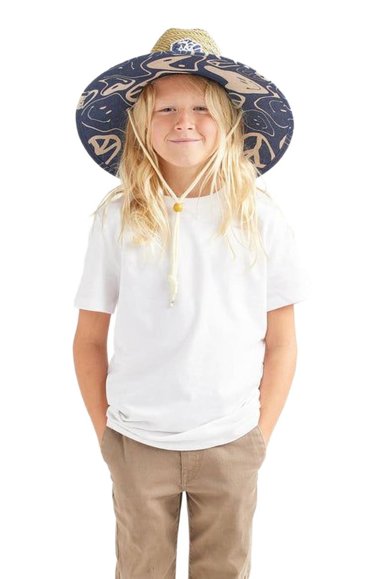 Harvey Big Kids Straw Lifeguard Hat, Alternate, color, Smiley Faces
