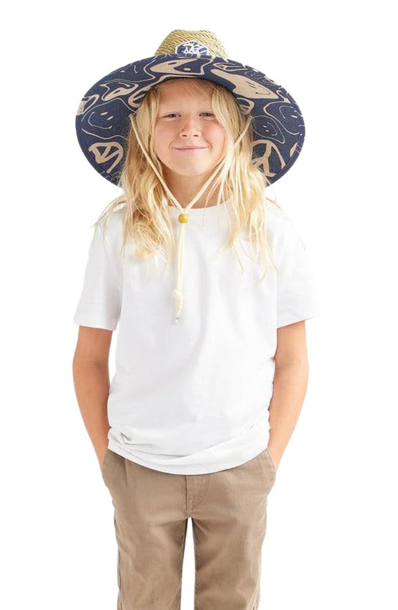 Hemlock Harvey Big Kids Straw Lifeguard Hat, Alternate, color, Smiley Faces