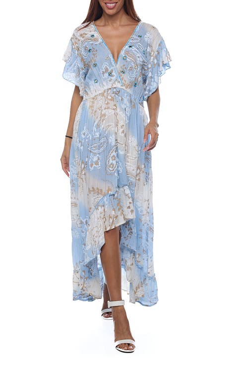 High Low Flutter Sleeve Dress