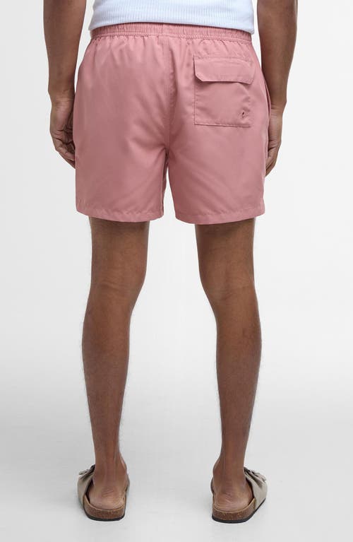 Barbour Staple Logo Swim Trunks In Pink Clay