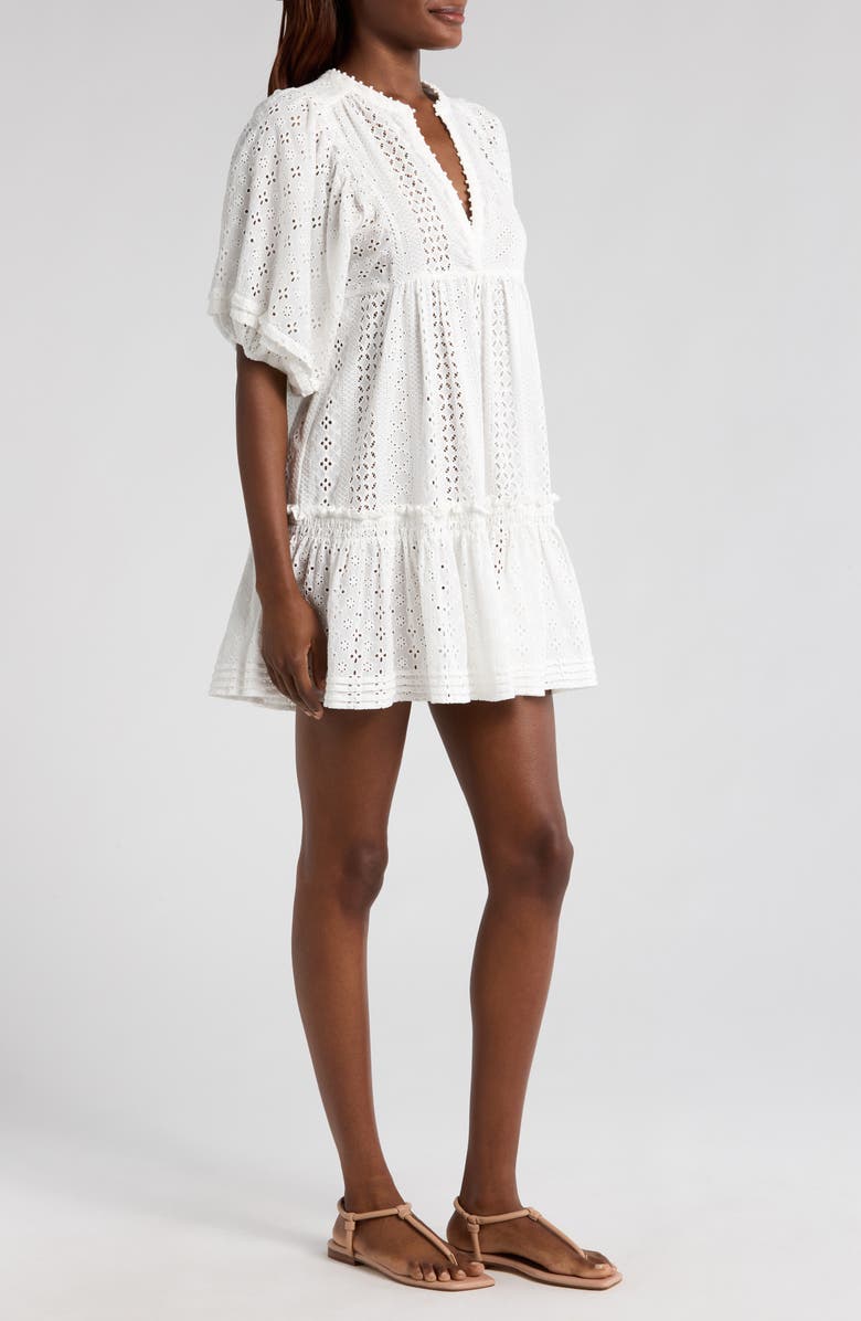 Poupette St Barth Aria Eyelet Cotton Cover-Up Minidress, Alternate, color, 
