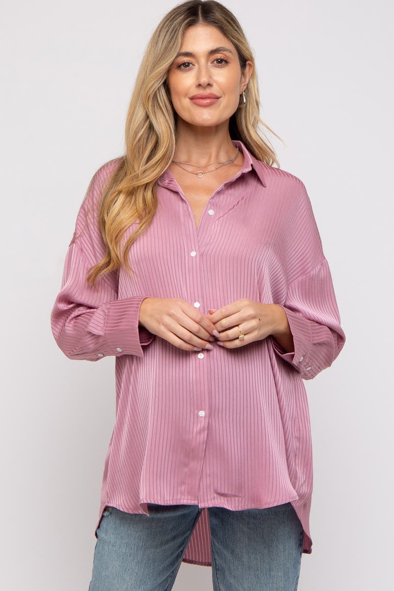 Striped Button Up Top, Main, color, Mauve