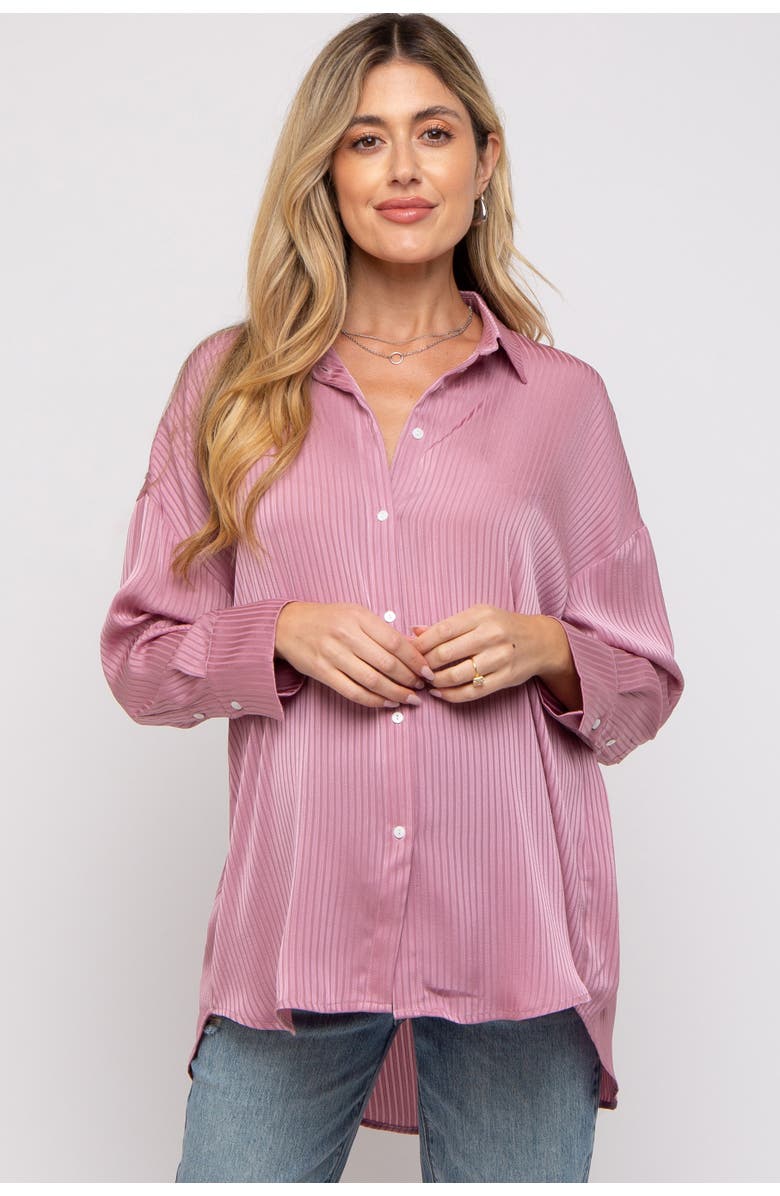 PinkBlush Striped Button Up Top, Main, color, Mauve