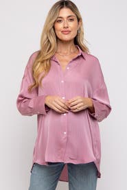 PinkBlush Striped Button Up Top