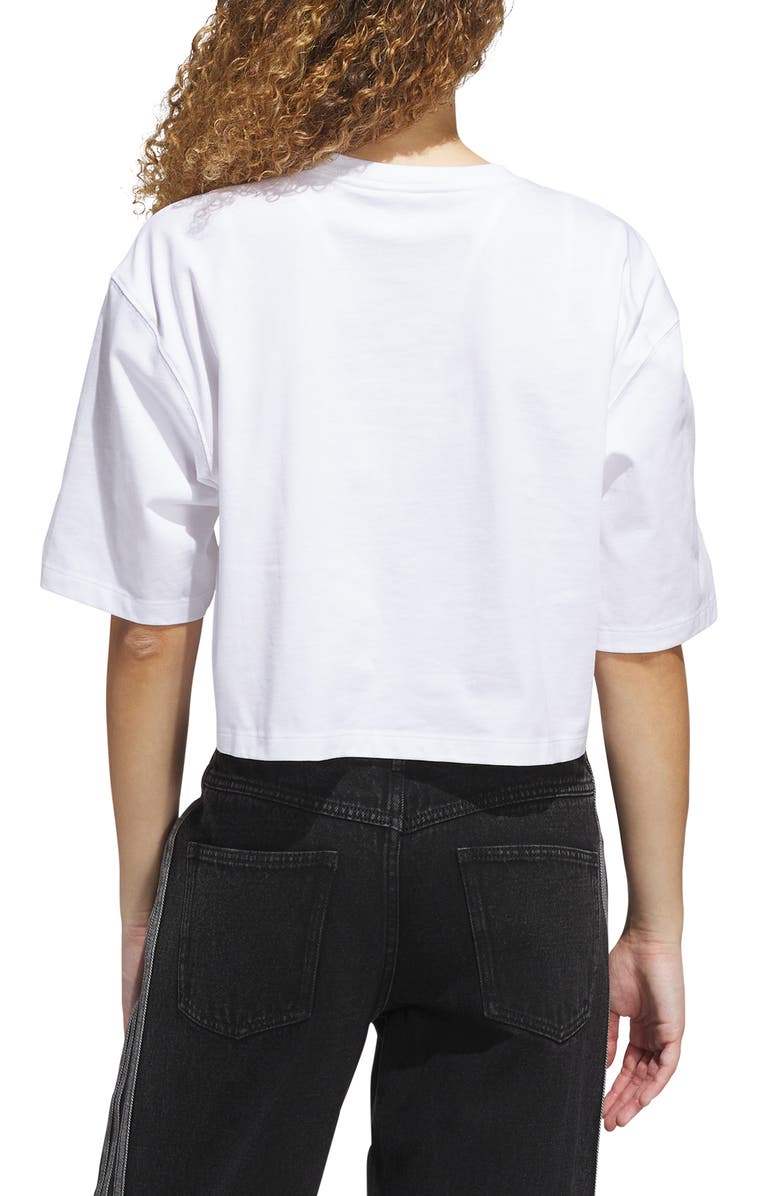 adidas Originals Essentials Trefoil Logo Crop T-Shirt, Alternate, color, White