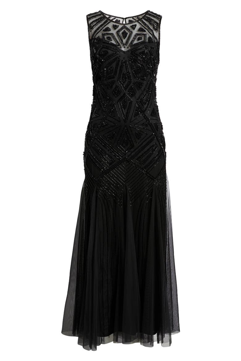 Geometric Beaded Sleeveless Gown, Alternate, color, BLACK 001