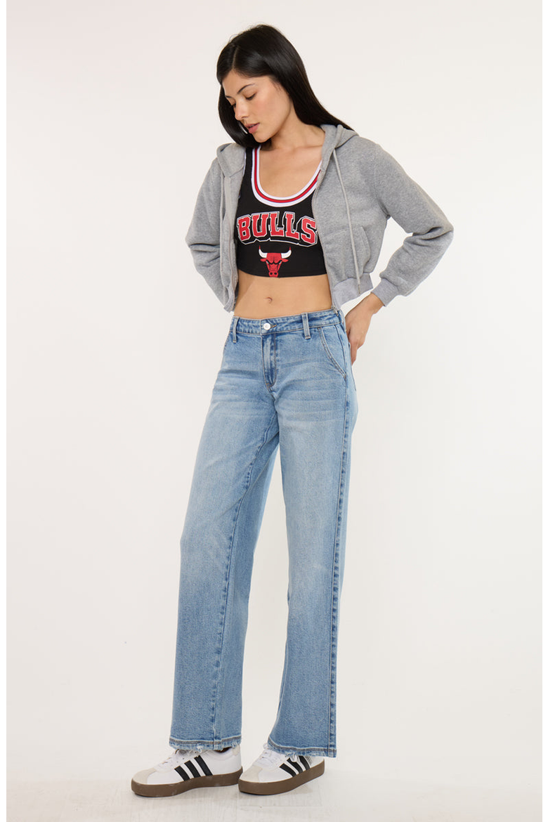 Alma Essentials Mid Rise Wide Leg Trouser Jeans, Alternate, color, Medium Wash