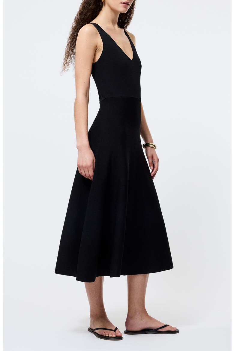 Knit Fit & Flare Midi Dress, Alternate, color, BLACK